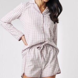 Fat Face Purple Martha Cotton Gingham Pyjama Set